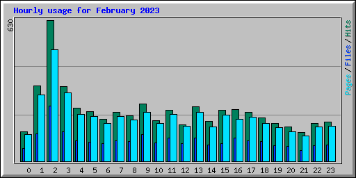 Hourly usage for February 2023